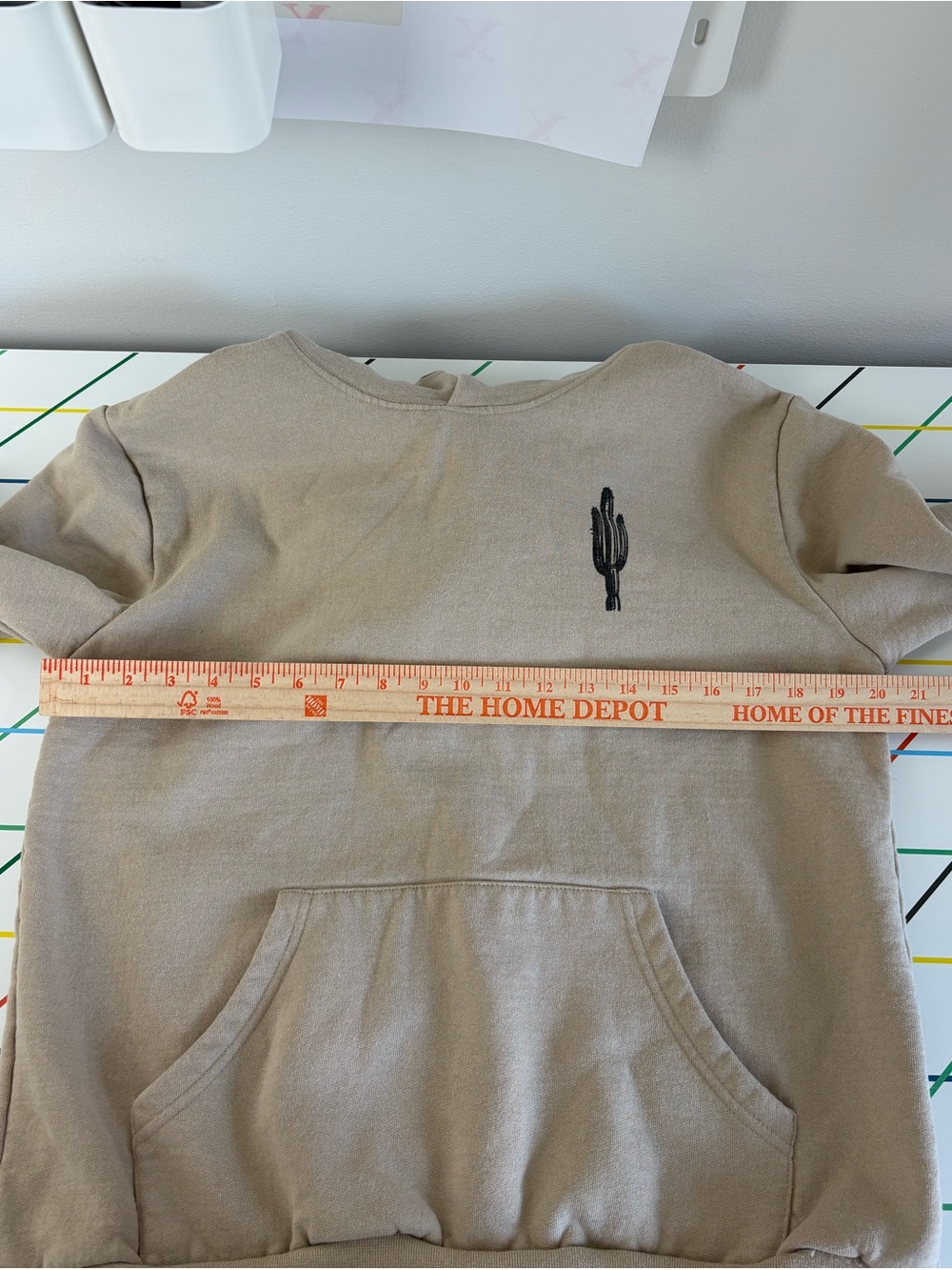 Call Your Mother Beige Cactus Hoodie Medium Good Condition 100% Cotton Unfussy - Picture 7 of 8